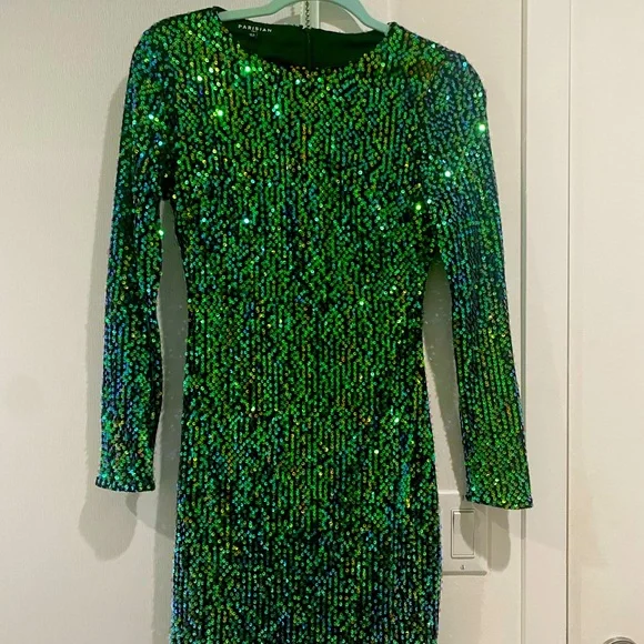 green emerald velvet dress Paiva Dress in Satin Forest Green main image 1